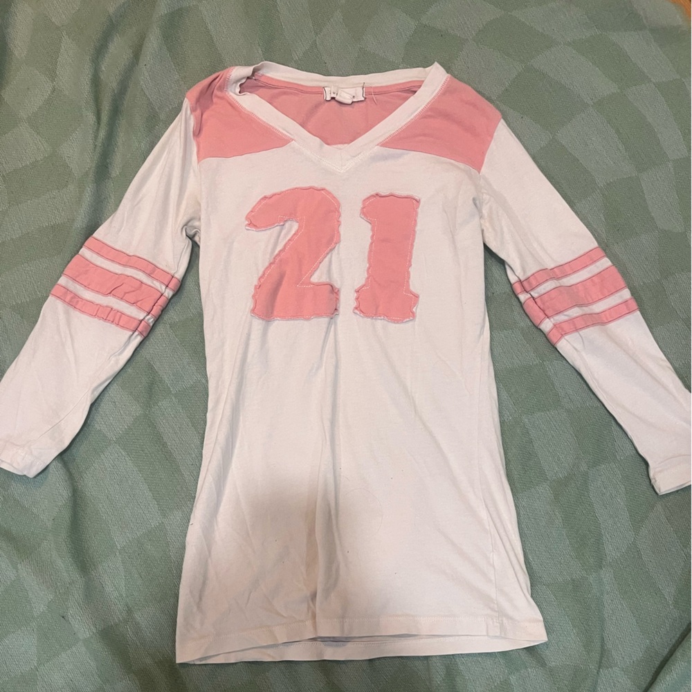 Vintage y2k 21 Pink and White Top